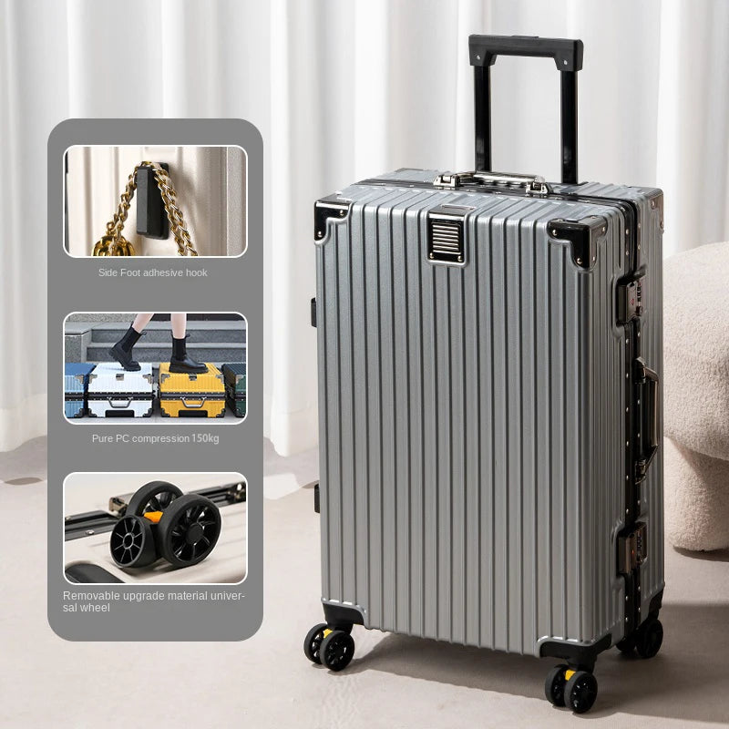 [no.4] Aluminum Frame Luggage – 20", 24", 28" Sturdy PC Suitcase with Wheels