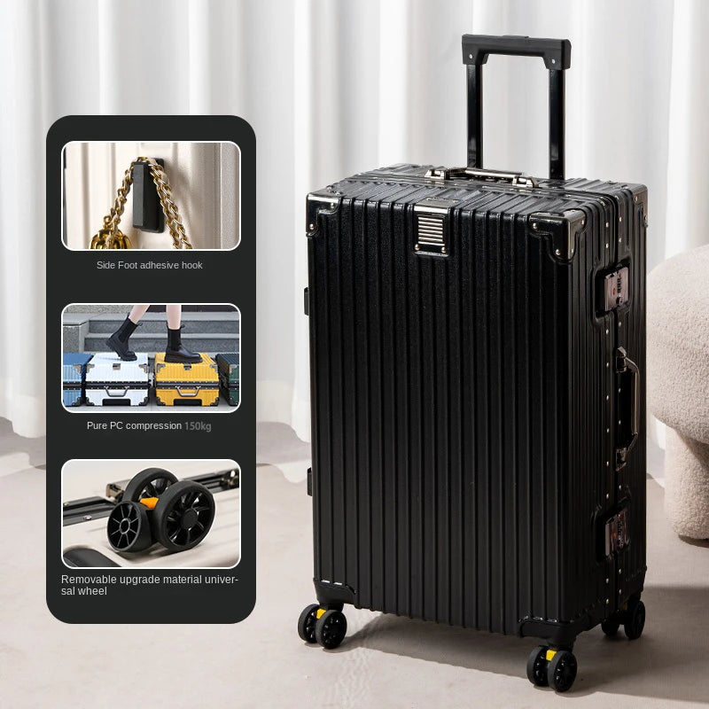 [no.4] Aluminum Frame Luggage – 20", 24", 28" Sturdy PC Suitcase with Wheels