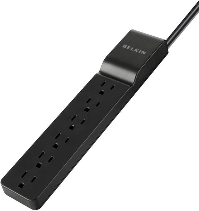 Belkin Power Strip Surge Protector with 6 AC Multiple Outlets - Flat Rotating Plug, 6 ft Long Heavy-Duty Extension Cord for Home, Office, Travel, Computer Desktop & Charging Brick (600 Joules) 3PK