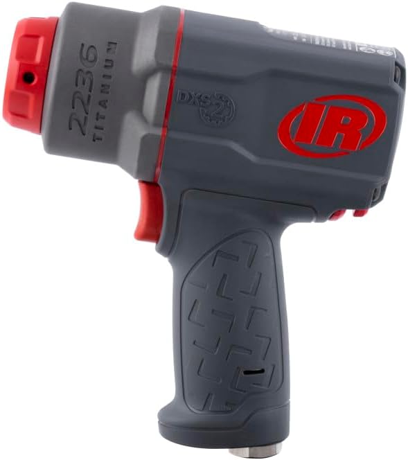 Ingersoll Rand 2236QPTIMAX DXS2 1/2" Air Impact Wrench, Quiet, 1500 ft-lb Torque, Titanium Hammercase, Pin Retainer, Pistol, Interchangeable Anvil, Multi-functional Tool