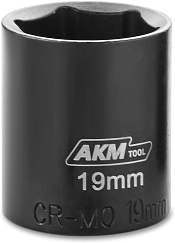 3/8 Inch Drive 19mm Magnetic Impact Socket Set, 1 PCS Metric, 6 Point, Cr-Mo, Square Drive, Magnetic Socket