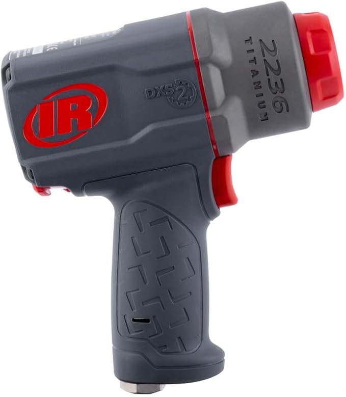 Ingersoll Rand 2236QPTIMAX DXS2 1/2" Air Impact Wrench, Quiet, 1500 ft-lb Torque, Titanium Hammercase, Pin Retainer, Pistol, Interchangeable Anvil, Multi-functional Tool