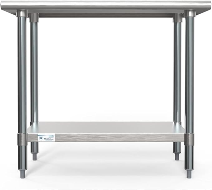 KoolMore Commercial 24” x 36” Stainless Steel Work Table Wheels for Restaurant or Home Use, Under Storage Shelf for Food, Tools, Equipment, Hardware, Heavy Duty Metal Workspace (CT2436-18C), Silver