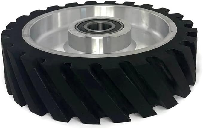 8 x 2" Belt Grinder Contact Wheel,Belt Sander Bearings Serrated Rubber Contact Wheels With 2 heavy Duty bearing 6205 RS