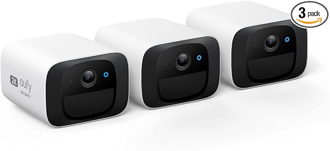 eufy Security SoloCam C210 3-Cam Pack, Wireless Outdoor Camera, 2K Resolution, No Monthly Fee, Wireless, 2.4 GHz Wi-Fi, HomeBase 3 Compatible