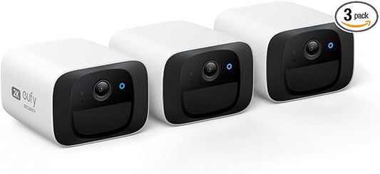 eufy Security SoloCam C210 3-Cam Pack, Wireless Outdoor Camera, 2K Resolution, No Monthly Fee, Wireless, 2.4 GHz Wi-Fi, HomeBase 3 Compatible