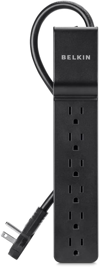 Belkin Power Strip Surge Protector with 6 AC Multiple Outlets - Flat Rotating Plug, 6 ft Long Heavy-Duty Extension Cord for Home, Office, Travel, Computer Desktop & Charging Brick (600 Joules) 3PK