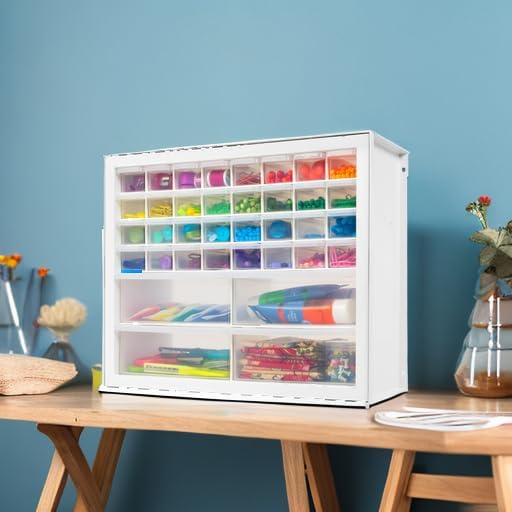 IRIS USA Craft Cabinet Storage, Screw Organizer, Hardware Storage Organizer, 36 Drawer Parts Cabinet, Art Storage Cabinets, Small Parts, Nuts and Bolts, Tool Storage, Scrapbook Art Hobby - White