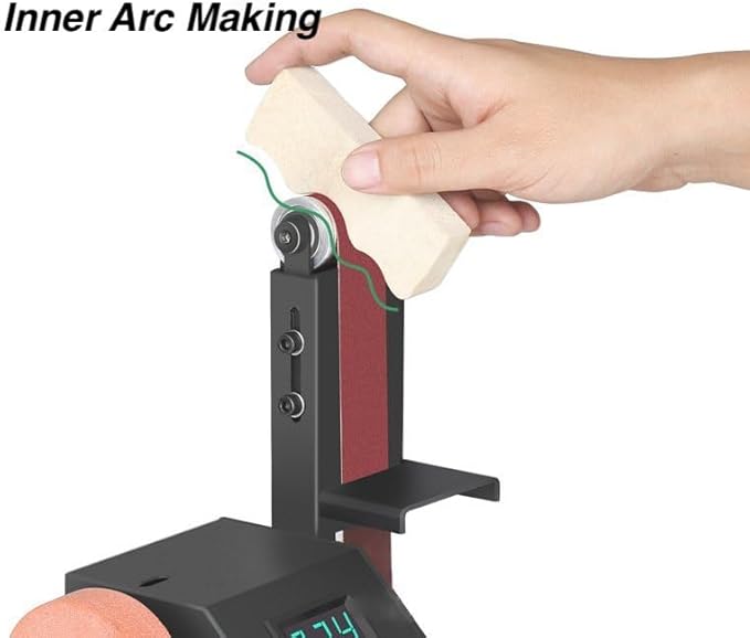 Mini Belt Sander w/Variable Speed Control & Digital Display, 350W Power Sander for Woodworking Metal Precision Angle Adjustable Grinder, 15 Belts(W:30mm) + Polishing Wheel/Disc