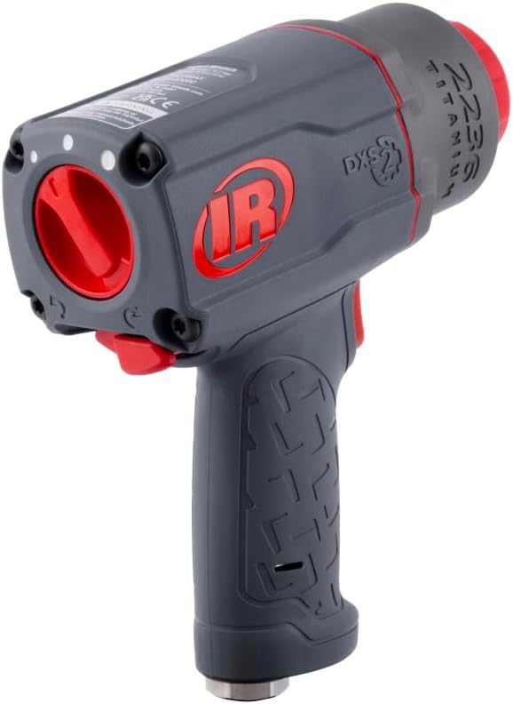 Ingersoll Rand 2236QPTIMAX DXS2 1/2" Air Impact Wrench, Quiet, 1500 ft-lb Torque, Titanium Hammercase, Pin Retainer, Pistol, Interchangeable Anvil, Multi-functional Tool