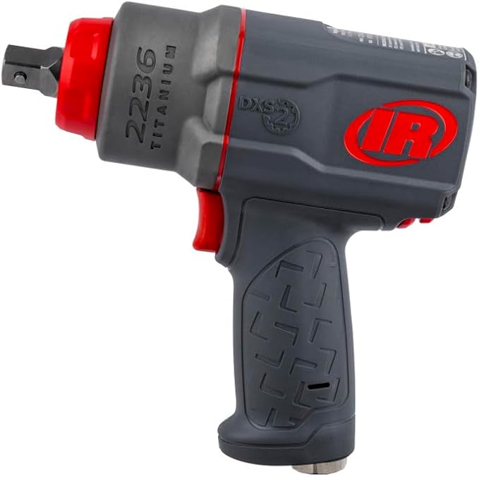 Ingersoll Rand 2236QPTIMAX DXS2 1/2" Air Impact Wrench, Quiet, 1500 ft-lb Torque, Titanium Hammercase, Pin Retainer, Pistol, Interchangeable Anvil, Multi-functional Tool