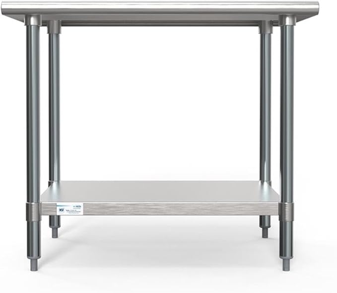 KoolMore Commercial 30” x 36” Stainless Steel Work Table with Wheels for Restaurant or Home Use, Under Storage Shelf for Food, Tools, and Hardware, Heavy Duty Metal Workspace (CT3036-18C), Silver
