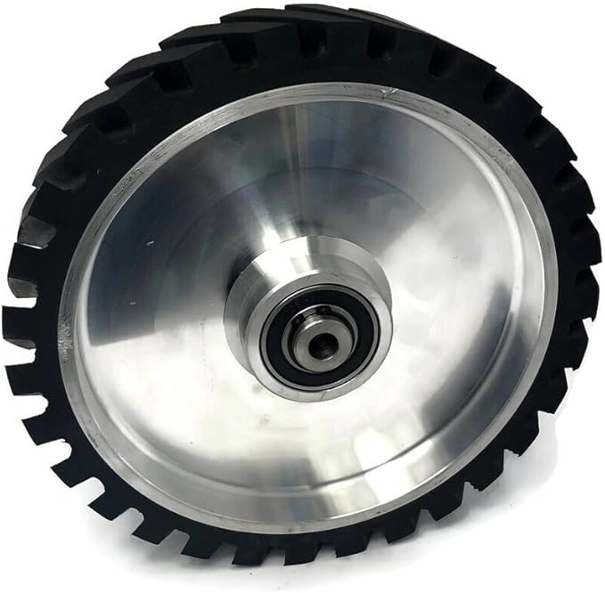 10 x 2" Belt Grinder Contact Wheel,Belt Sander Bearings Serrated Rubber Contact Wheels With 2 heavy Duty bearing 6205 RS