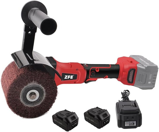 Cordless Burnishing Polishing Machine, ZFE 21V 28A Handle Sander Polisher Wheel Portable Drawing Machine, Adjustable Speed Stainless Steel Sander Polisher, for Stainless Steel Wood Polishing