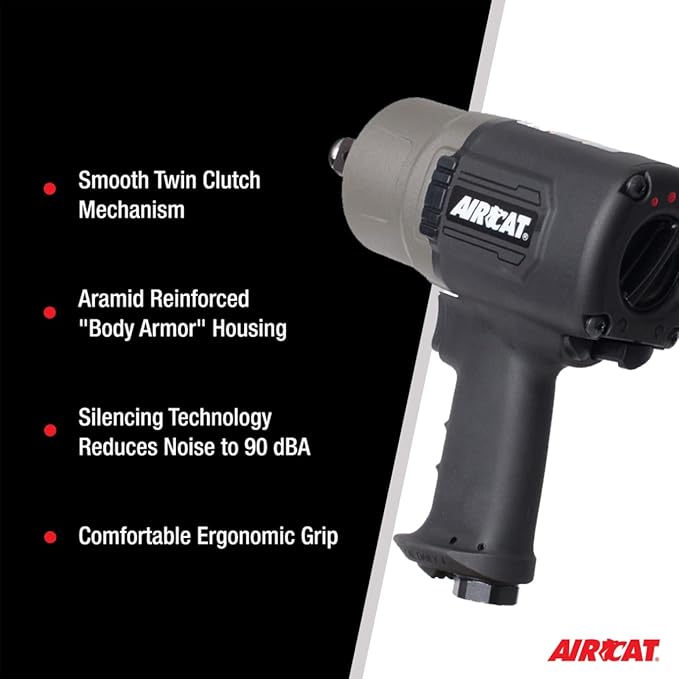 AIRCAT Pneumatic Tools 1770-XL 3/4 Inch Composite Impact Wrench 1600 ft-lbs of Torque