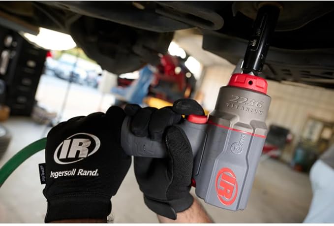 Ingersoll Rand 2236QPTIMAX DXS2 1/2" Air Impact Wrench, Quiet, 1500 ft-lb Torque, Titanium Hammercase, Pin Retainer, Pistol, Interchangeable Anvil, Multi-functional Tool