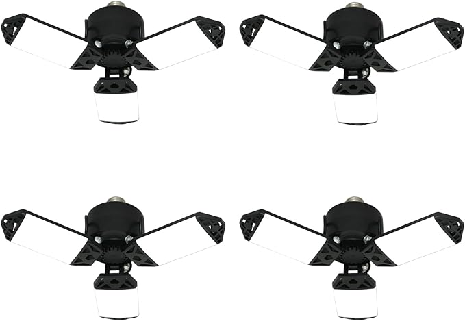 LED Garage Light, 80W 8000 Lumen Ceiling Lights with 3 Adjustable Panels, 6500K Daylight Light Bulb Fixture LED Lights for Garage, Workshop (80W 4Pack)