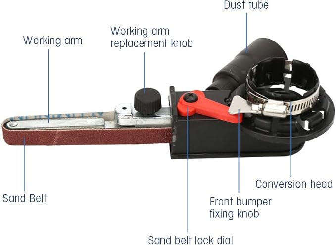 Mini Belt Sander Sanding Head Adapter, M10 Angle Grinder Belt Sander with Two Working Walls, Convert Your Angle Grinder To Belt Sander, for Electric Angle Grinder