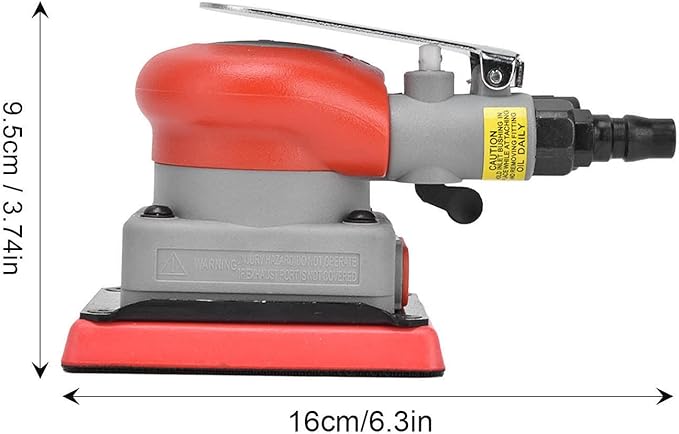 Pneumatic Sander Air Orbital Sander, Solid Alloy Steel Air Squares Sanding Machine 3 * 4 In 10000rpm Pneumatic Sander, Sanding Grinding Polishing Sander for Wood Metal Car Beauty