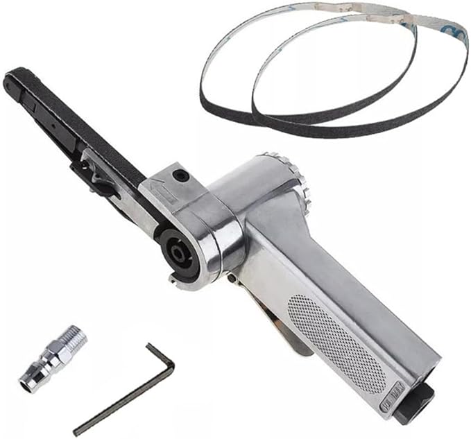 Mini Air Belt Sander, Pneumatic Handheld Angle Grinder Tool for Wood Metal Sanding Grinding (330x10mm)