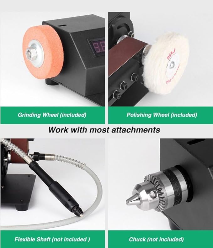 Mini Belt Sander w/Variable Speed Control & Digital Display, 350W Power Sander for Woodworking Metal Precision Angle Adjustable Grinder, 15 Belts(W:30mm) + Polishing Wheel/Disc