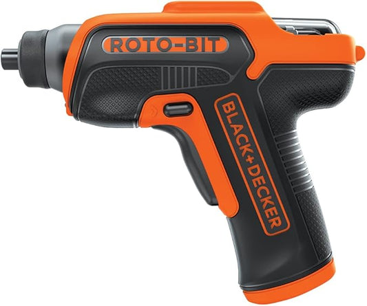 BLACK+DECKER 4V MAX Electric Screwdriver, Cordless, 180 RPM, 8 Bits With Built-In, Storage Compartment, Batteries Included (BDCS50C)