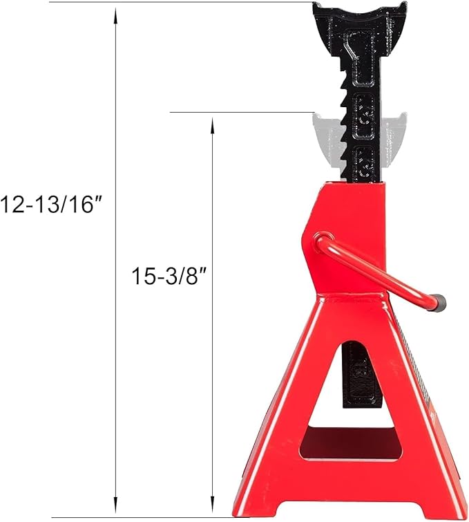 BIG RED AT46002R Torin Steel Jack Stands: 6 Ton (12,000 lb) Capacity, Red, 1 Pair
