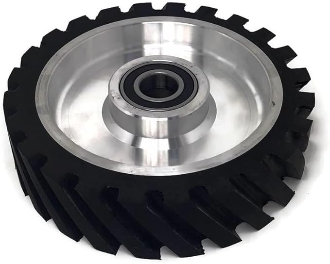 8 x 2" Belt Grinder Contact Wheel,Belt Sander Bearings Serrated Rubber Contact Wheels With 2 heavy Duty bearing 6205 RS