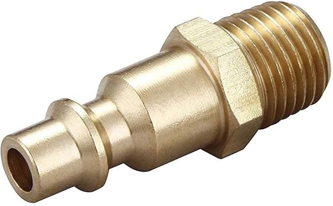Air Hose Fittings And Quick Connect Air Fittings, 1/4 Inch NPT Brass Male Air Coupler Plug (20 Piece) Industrial Type D, Air Compressor Fittings