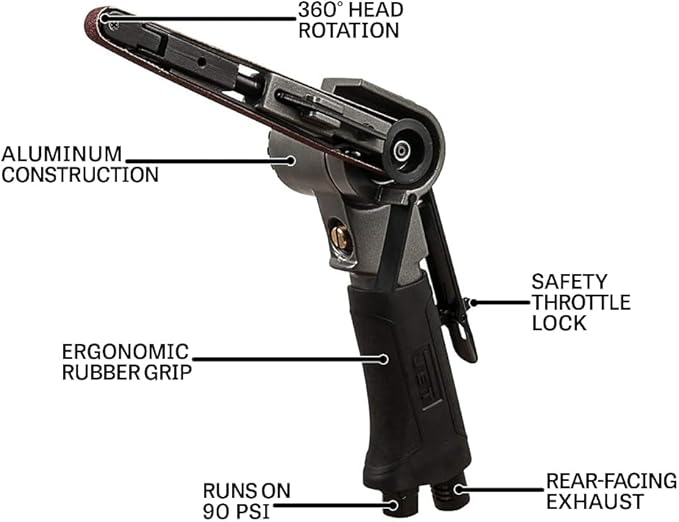 JET 3/8" x 13" Pneumatic Mini Belt Sander, 20000 RPM (Model JAT-750)