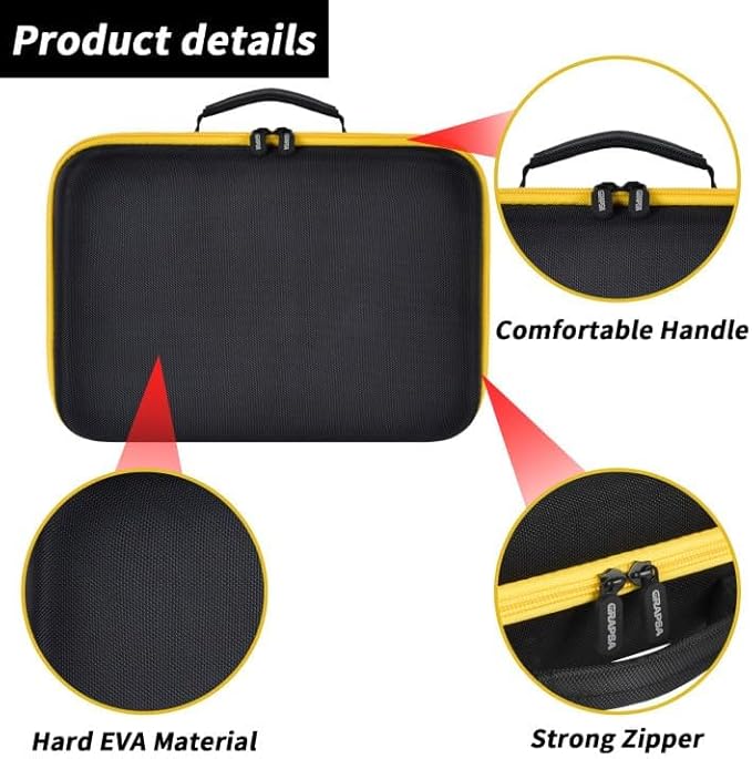 GWCASE Hard Storage Travel Case Compatible with Tire Inflator Portable Air Compressor 20V and 12V Car Power Adapter. Mesh Pocket for Accessories, Built-in Dividers, Black（Bag Only）
