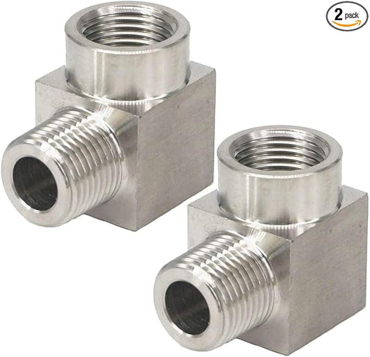 Beduan Stainless Steel Cast Pipe Fittings, 90 Degree Street Elbow 1/4" NPT Male x 1/4" NPT Female Water Fuel Air (Pack of 2)