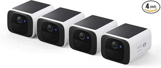 eufy Security S220 SoloCam 4-Cam Pack, Solar Charging, Wireless Outdoor Camera, Continuous Power, 2K Resolution, Day and Night Clarity, 2.4 GHz Wi-Fi, No Monthly Fee