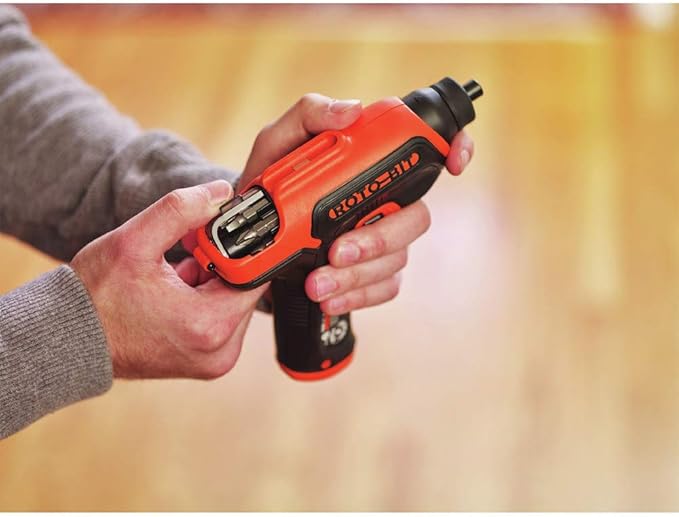 BLACK+DECKER 4V MAX Electric Screwdriver, Cordless, 180 RPM, 8 Bits With Built-In, Storage Compartment, Batteries Included (BDCS50C)