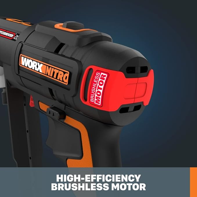 Worx Nitro 20V SwitchDriver 2.0, 2-in-1 Brushless Cordless Drill Driver, 2-in-1 Drill Set Rotatable Dual 1/4" Chucks, Compact Cordless Drill with Digital Torque Setting WX177L.9 – (Tool Only)