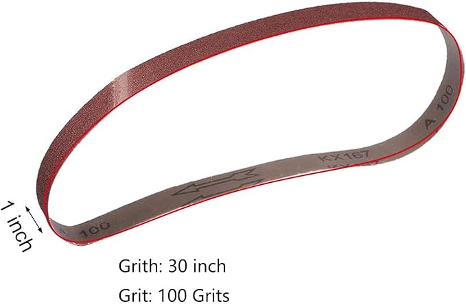 5 Pack 1 x 30 inch Sanding Belts 100 Grit Sanding Paper, Aluminum Oxide Abrasive Sander Belts for Metal Grinding Woodworking