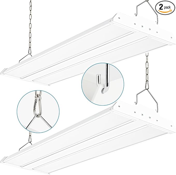 2-Pack Xbuyee 300W High Bay LED Shop Lights, Power Tunable 300W/240W/200W, 4000K/5000K Selectable, 3FT 42000LM 100-277V, Linear High Bay Lights for Warehouse Workshop Supermarket Stadium, ETL