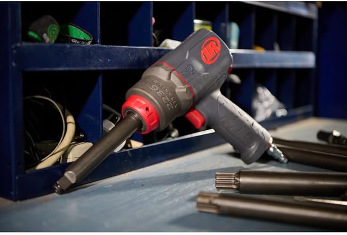 Ingersoll Rand 2236QPTIMAX DXS2 1/2" Air Impact Wrench, Quiet, 1500 ft-lb Torque, Titanium Hammercase, Pin Retainer, Pistol, Interchangeable Anvil, Multi-functional Tool
