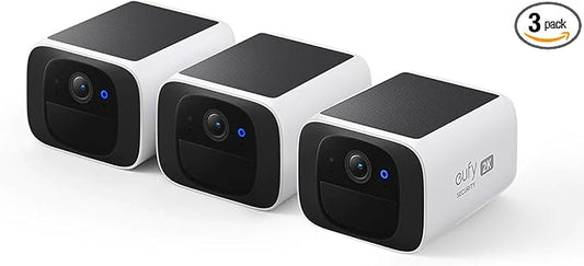 eufy Security S220 SoloCam 3-Cam Pack, Home Security System, Solar Security Camera Wireless Outdoor Camera, Always-On Power, 2K Resolution, 2.4 GHz Wi-Fi, No Monthly Fee