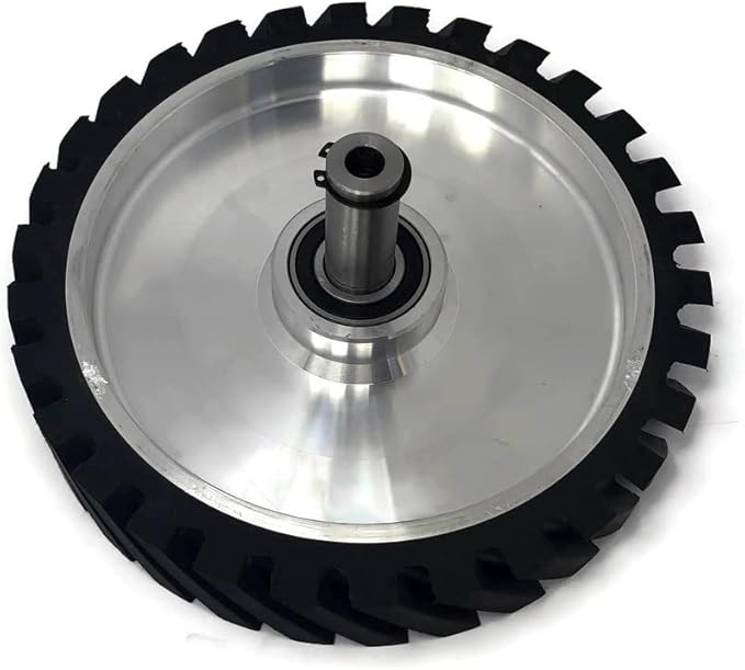 10 x 2" Belt Grinder Contact Wheel,Belt Sander Bearings Serrated Rubber Contact Wheels With 2 heavy Duty bearing 6205 RS