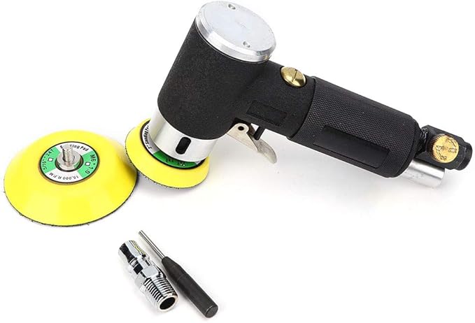 Air Sander, Detail Sander, Mini Air Angle Sander 90° Pneumatic Polishing Grinding Machine with 2inch 3inch Sanding Pad Air Grinder Pneumatic Sander for Hardware Furniture Automobiles