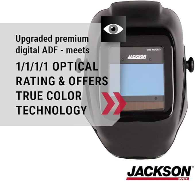 Jackson Safety HLX 100 Welding Hood - Ultra Lightweight Auto Darkening Welding Helmet with Insight Digital Variable ADF - ANSI Z87.1