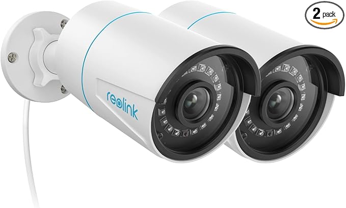 REOLINK 5MP Security Bullet PoE IP Camera,Surveillance Outdoor Indoor,Human/Vehicle/Pet Detection,Time-Lapse,100ft IR Night Vision,Work with Smart Home,Support 256GB SD Card,RLC-510A(Pack of 2)
