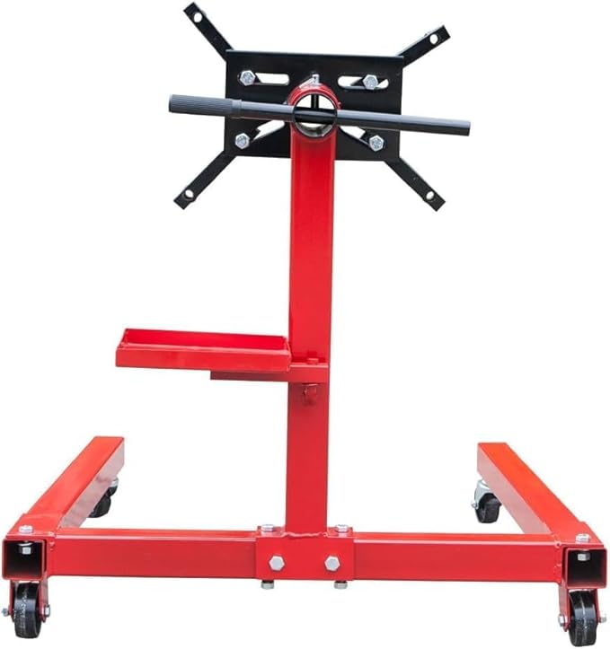 BIG RED TAM25671-2 Torin Steel Rotating Engine Stand with 360 Degree Adjustable Mounting Head and Extra Tool Storage Tray: 5/8 Ton (1,250 lb) Capacity, Red