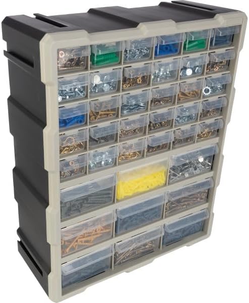 Stalwart 39-Drawer Plastic Small Parts Organizer - Desktop or Wall Storage Drawers for Organizing Hardware, Crafts, Garage, or Classroom (Black)
