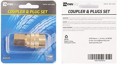 WYNNsky Industrial Air Coupler, 1/4 Inch Body Size, 3/8 Inch FNPT Threads Size, Brass Air Compressor Accessories Fitting