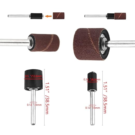 212PCS Drum Sander Assortment Set Sanding Drum kit with 1/8 Shank Mandrel for Rotary Tools 320/600 Grit