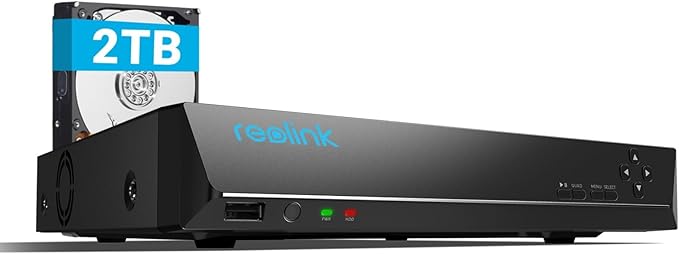 REOLINK 8CH Network Video Recorder for Home Security Camera System,Only Work with 16MP/12MP/4K/8MP/5MP/4MP The Same Brand PoE IP Cam,24/7 Recording to Pre-Installed 2TB Hard Drive,RLN8-410