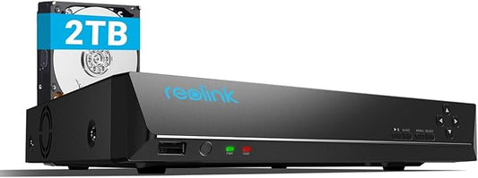 REOLINK 8CH Network Video Recorder for Home Security Camera System,Only Work with 16MP/12MP/4K/8MP/5MP/4MP The Same Brand PoE IP Cam,24/7 Recording to Pre-Installed 2TB Hard Drive,RLN8-410