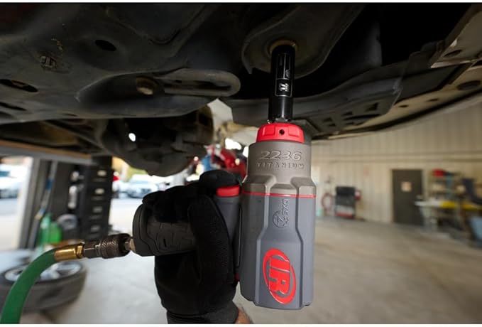Ingersoll Rand 2236QPTIMAX DXS2 1/2" Air Impact Wrench, Quiet, 1500 ft-lb Torque, Titanium Hammercase, Pin Retainer, Pistol, Interchangeable Anvil, Multi-functional Tool